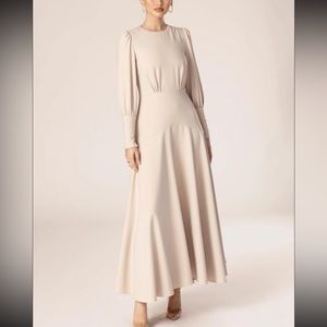 Veiled Collection Biscotti Beige Modest Maxi Dress BRAND NEW NO TAGS Small